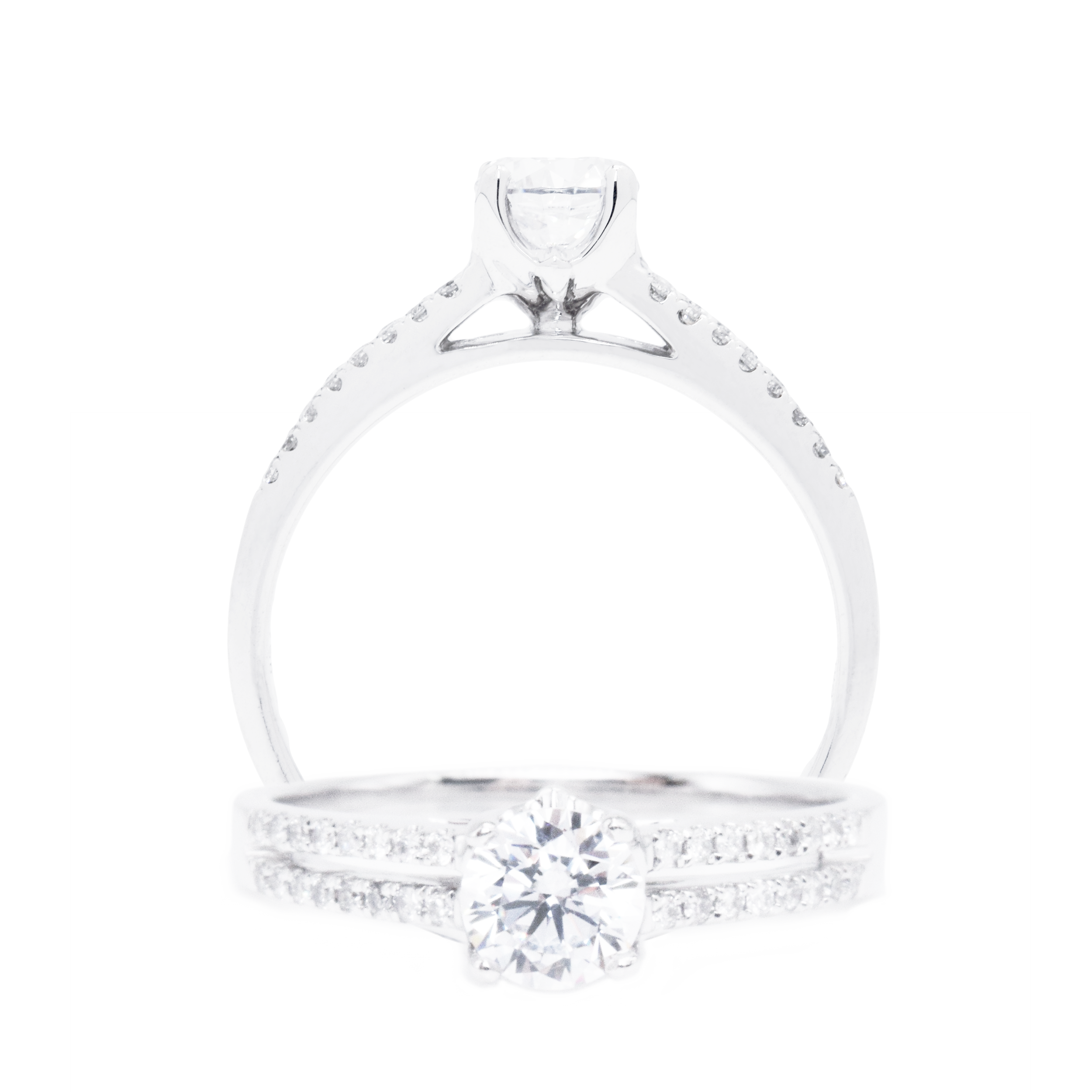 18k White Gold Round Brilliant Cut Vintage Engagement Ring ( Setting O –  Lab Grown Diamonds Australia